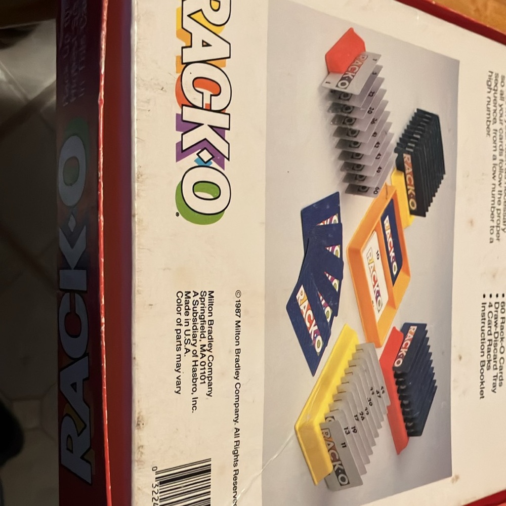 Like new.  Older 1988 Milton Bradley Rack-o card game.  All pieces intact, box - Picture 10 of 11